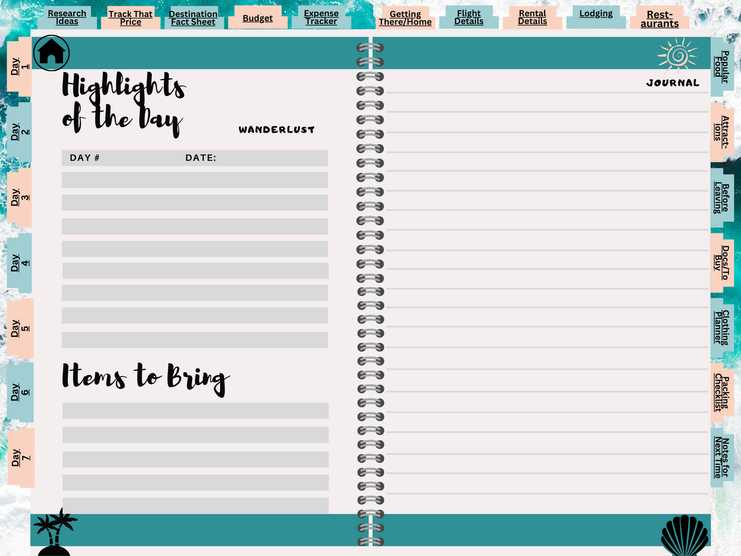 Digital Travel Planner & Journal: Wander Without Worry